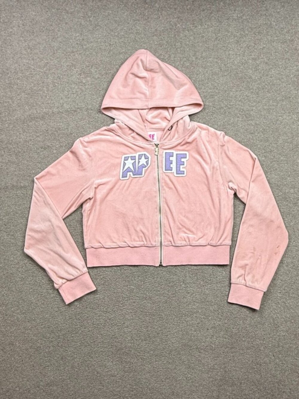 Aape Bathing Ape BAPE Velour Crop Hoodie Womens Size S Pink